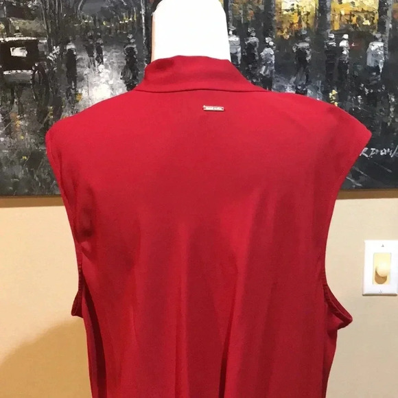 Anne Klein Red Sleeveless Tie Front Blouse-Size 3X - Picture 7 of 10